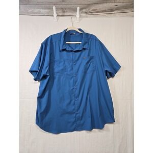 Columbia Shirt Mens 2XL XXL Blue Short Sleeve Button Up Fishing Hiking‎ Outdoor